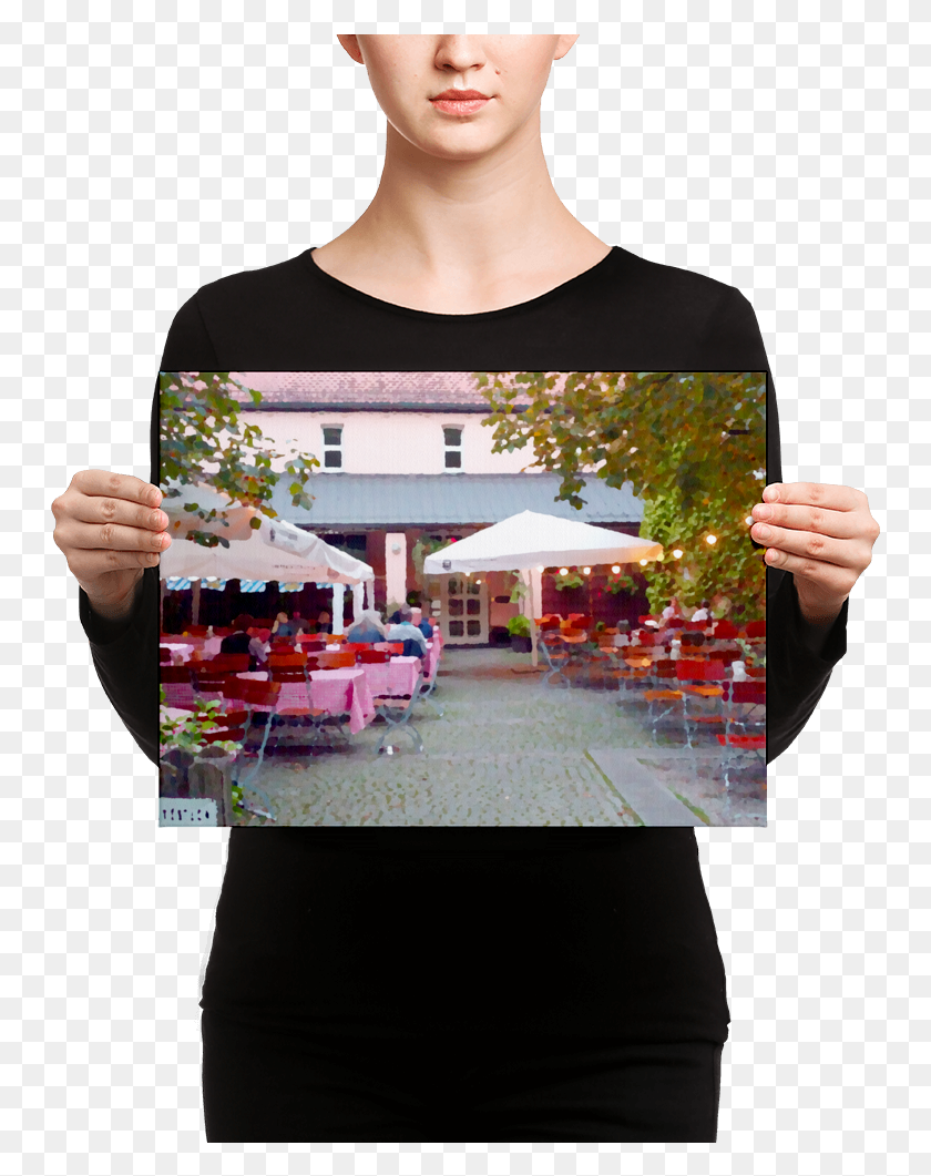 749x1001 Cafe In Munich Canvas Print, Monitor, Screen, Electronics HD PNG Download