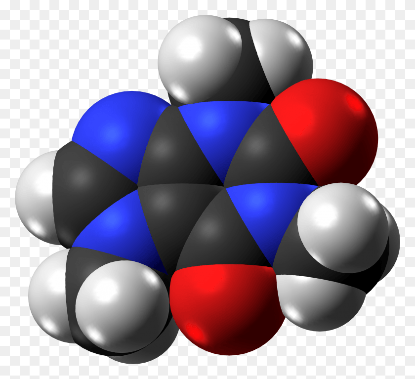 2663x2414 Caffeine Molecule Spacefill From Xtal Graphic Design, Balloon, Ball, Lighting HD PNG Download
