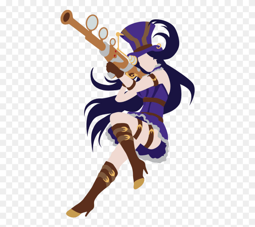444x687 Caitlyn League Of Legends Silhouette, Leisure Activities, Bagpipe, Musical Instrument HD PNG Download