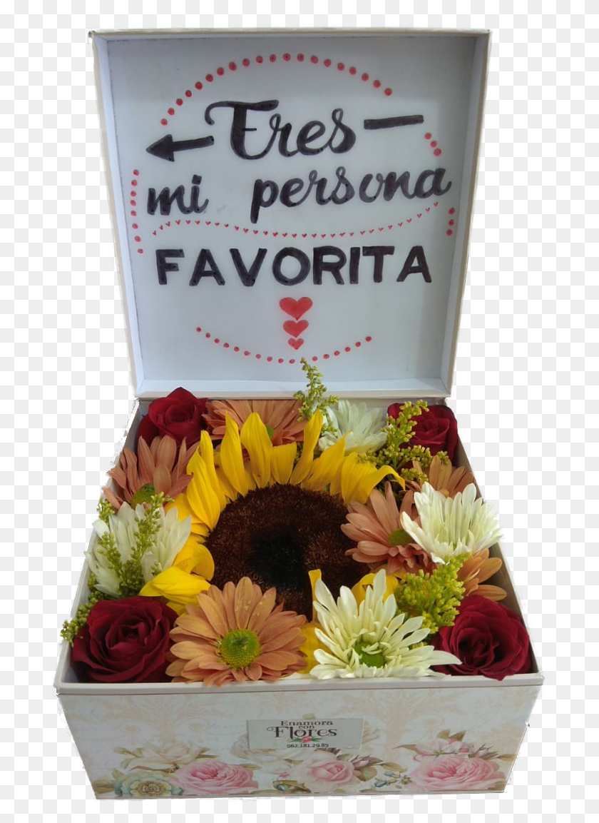 699x1093 Caja 1 Girasol 4 Rosas Подсолнух, Растение, Букет Цветов, Цветочная Композиция Hd Png Скачать