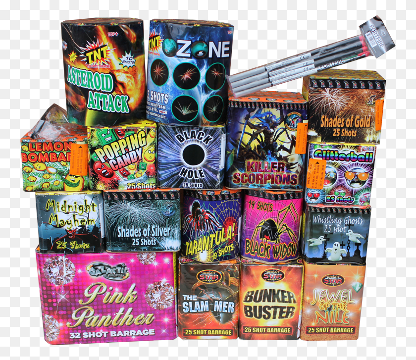 758x667 Cake Selection Box Fireworks, Food, Candy, Advertisement HD PNG Download