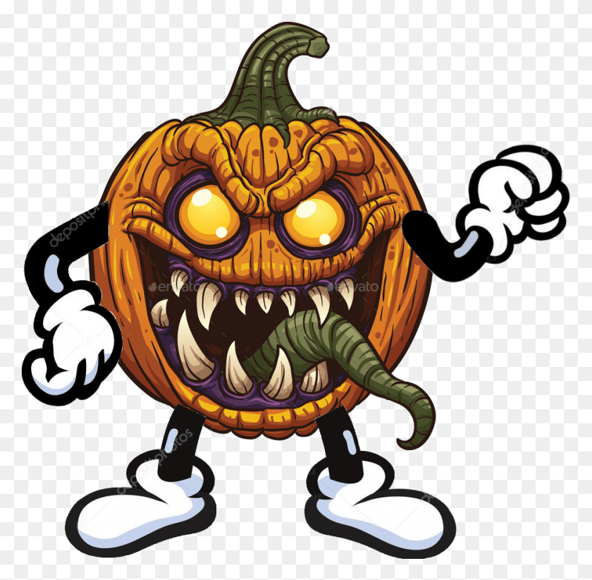 932x911 Calabaza Monster Zucche Di Halloween Da Colorare, Plant, Pumpkin, Vegetable HD PNG Download