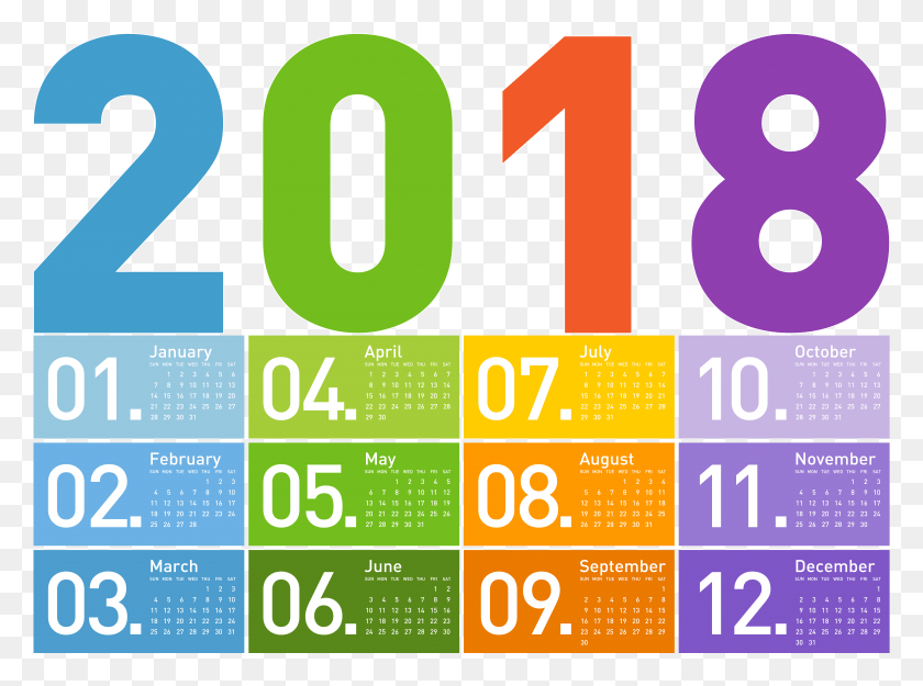 7923x5747 Calendar 2018 High Resolution, Number, Symbol, Text HD PNG Download