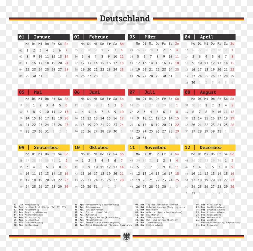 1251x1240 Календарь Германия На Прозрачном Фоне Fondo Transparente Calendarios 2018, Текст, Табло Hd Png Скачать