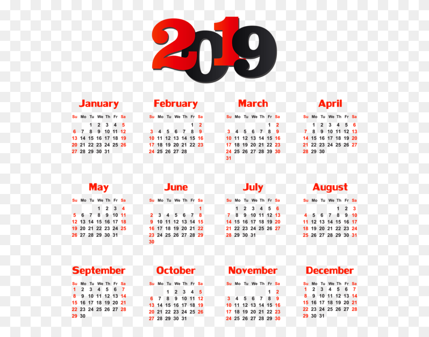 564x600 Календарь 2019 Календарь, Текст, Табло, Номер Hd Png Скачать