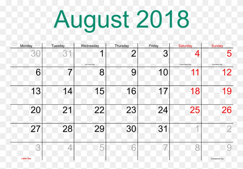 1001x673 Calendar Transparent Image Holidays In August 2018 Usa, Text, Menu, Word HD PNG Download