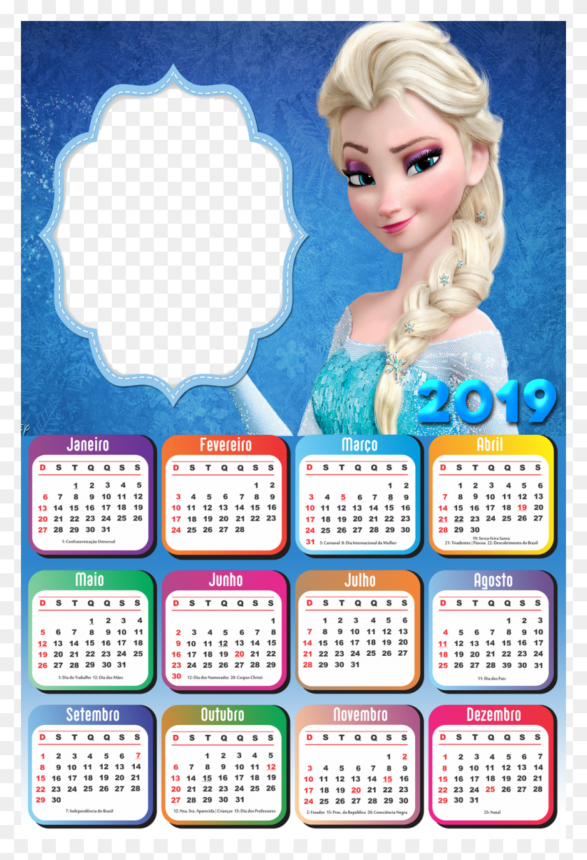 1000x1500 Calendario Da Frozen 2019, Text, Calendar, Person HD PNG Download