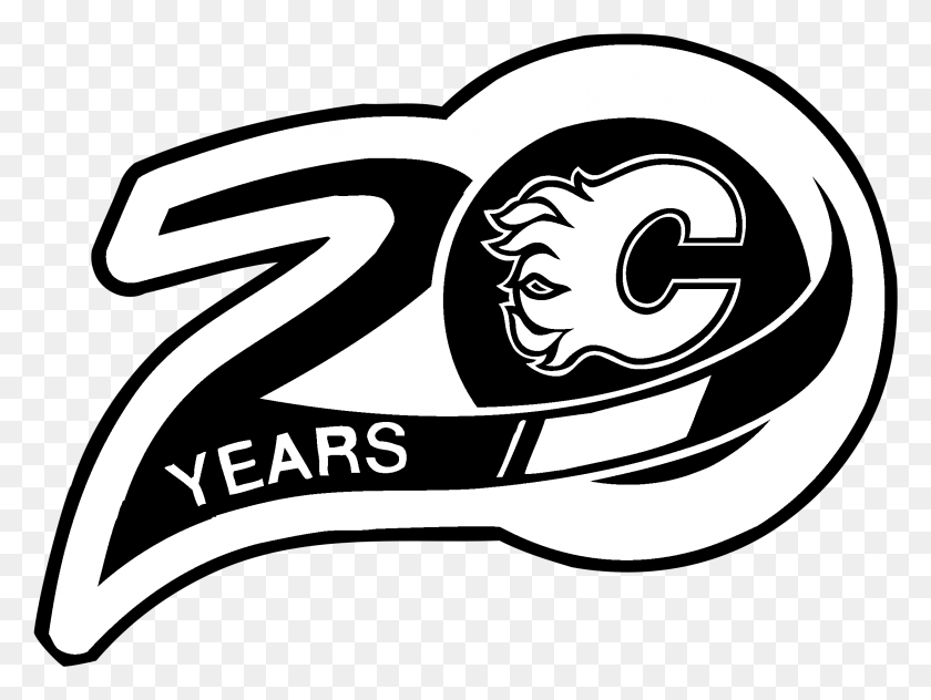 2191x1607 Descargar Png Calgary Flames Logo Blanco Y Negro Calgary Flames, Ropa, Vestimenta, Etiqueta Hd Png
