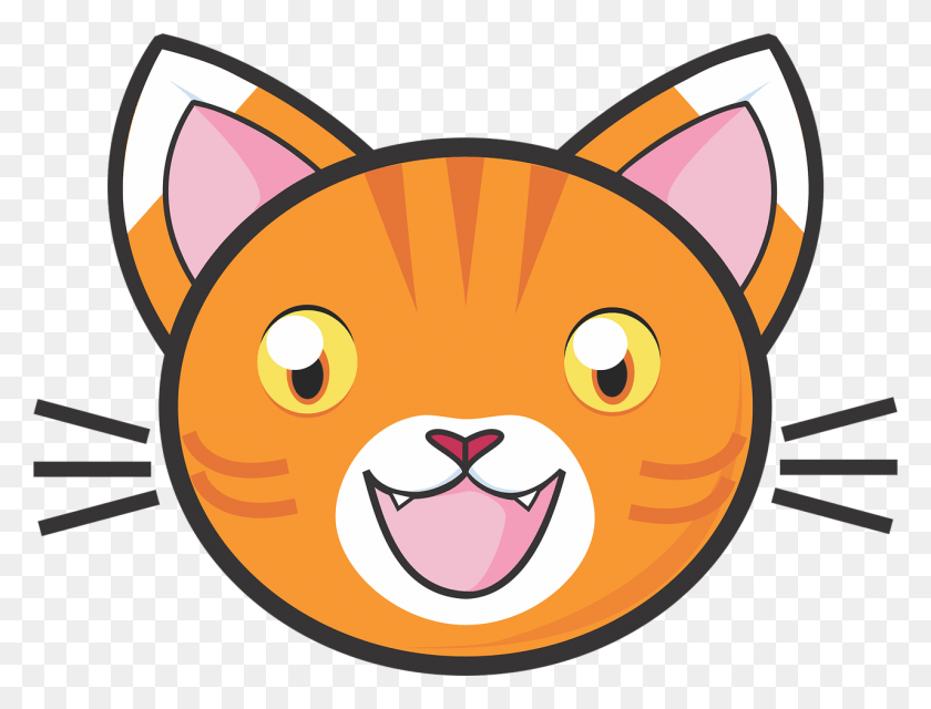 1280x952 Calico Cat Face Orange Clipart Library Stock Cartoon Ginger Cat Face, Label, Text, Mouth HD PNG Download
