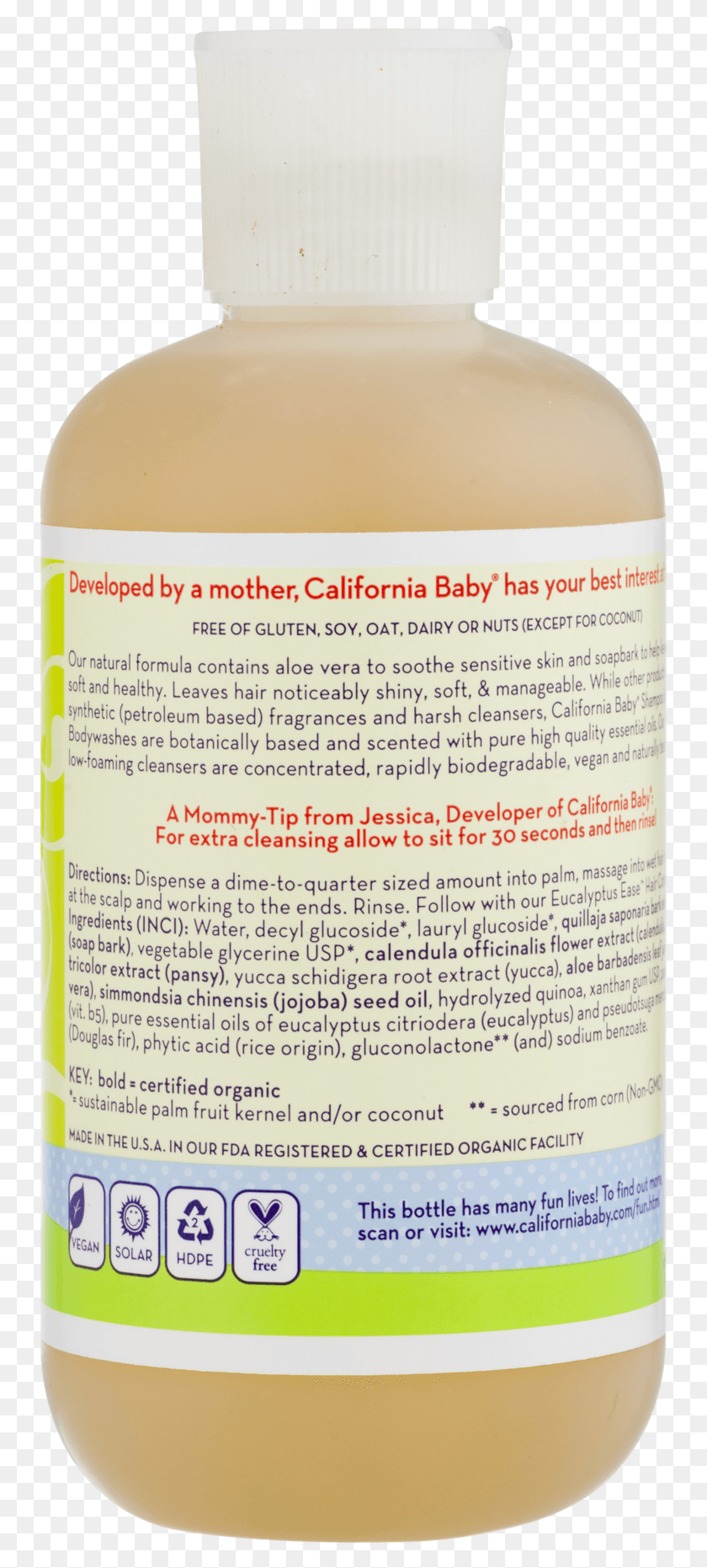 745x1801 California Baby Eucalyptus Ease Shampoo Amp Bodywash Cosmetics, Бутылка, Алкоголь, Напиток Hd Png Скачать