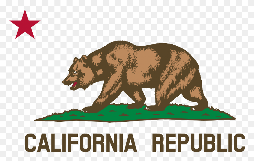 2206x1338 Флаг Штата Калифорния Флаг Штата Калифорния, Млекопитающее, Животное, Медведь Hd Png Скачать