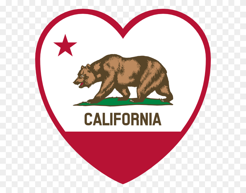 600x600 Bandera De California, Corazón, Animal, Oso Pardo, Oso Hd Png