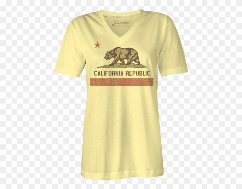 468x597 Descargar Png Bandera De California Multicolor Girl39S Camiseta Con Cuello En V Bandera De California Png