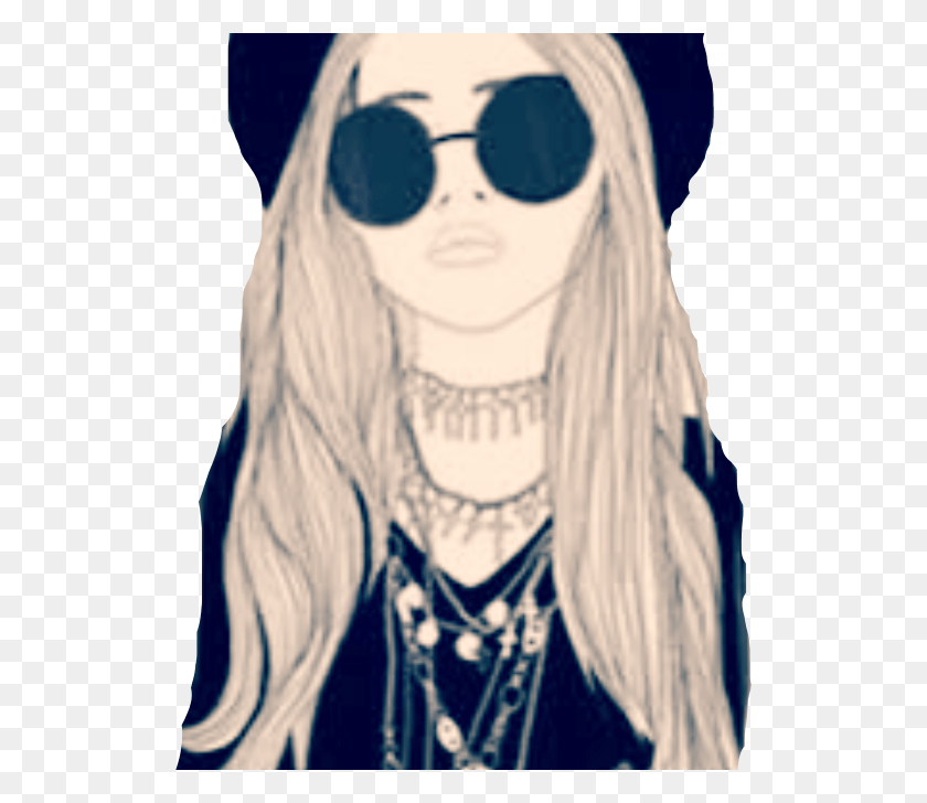 522x668 California Hipster Freetoedit Black And White Girl Drawing, Sunglasses, Accessories, Person HD PNG Download