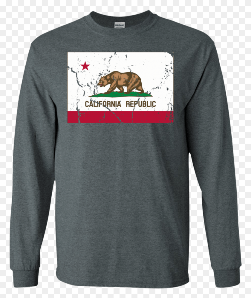 852x1021 California Republic State Flag Vintage Distressed Apparel Long Sleeved T Shirt, Sleeve, Clothing, Long Sleeve HD PNG Download