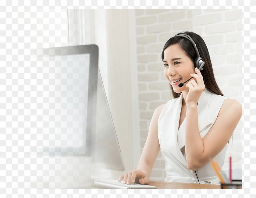 750x592 Call Center System Software Callcenter Girl, Person, Sitting, Headphones HD PNG Download