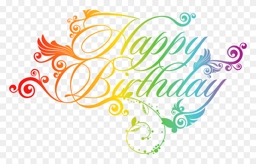 6129x3768 Calligraphy Colorful Happy Bday, Text, Handwriting, Graphics HD PNG Download