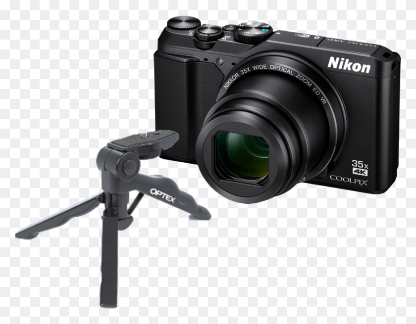 871x665 Camera On Tripod Nikon Coolpix A900 Compact Digital Camera, Electronics, Digital Camera, Video Camera HD PNG Download
