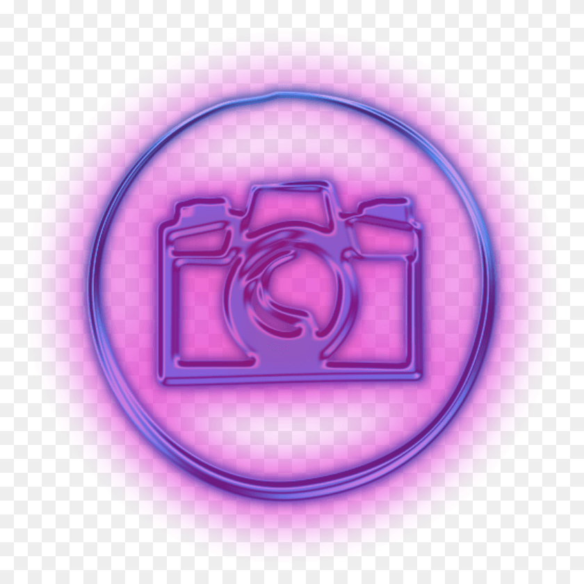 1024x1024 Стикер Камеры Неоновые Значки Instagram, Фрисби, Игрушка, Фиолетовый Hd Png Скачать