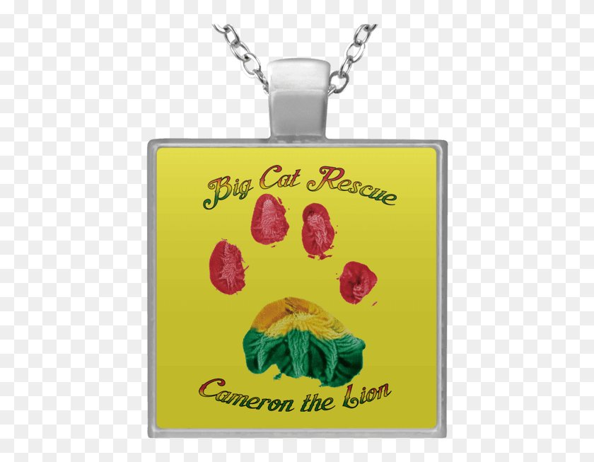 432x593 Cameron Lion Paw Print Un4684 Square Necklace Necklace, Text, Sweets, Food HD PNG Download
