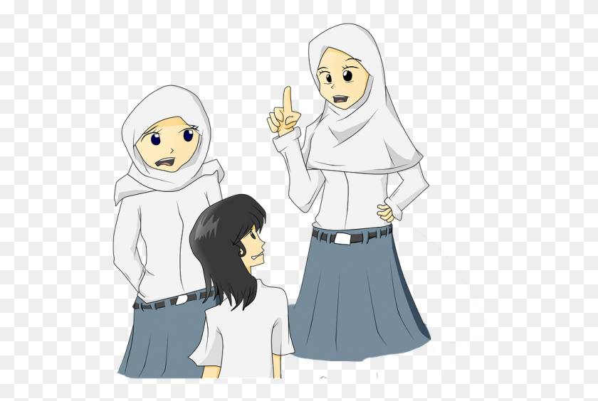 528x504 Campaigners Raise Concern Over Hijab In Primary Schools Cartoon School Girl Students, Person, Human, People HD PNG Download