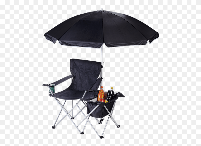 492x549 Camping Chair With Umbrella And Cooler Br0049 Folding Chair With Umbrella And Cooler, Furniture, Canopy, Tent HD PNG Download