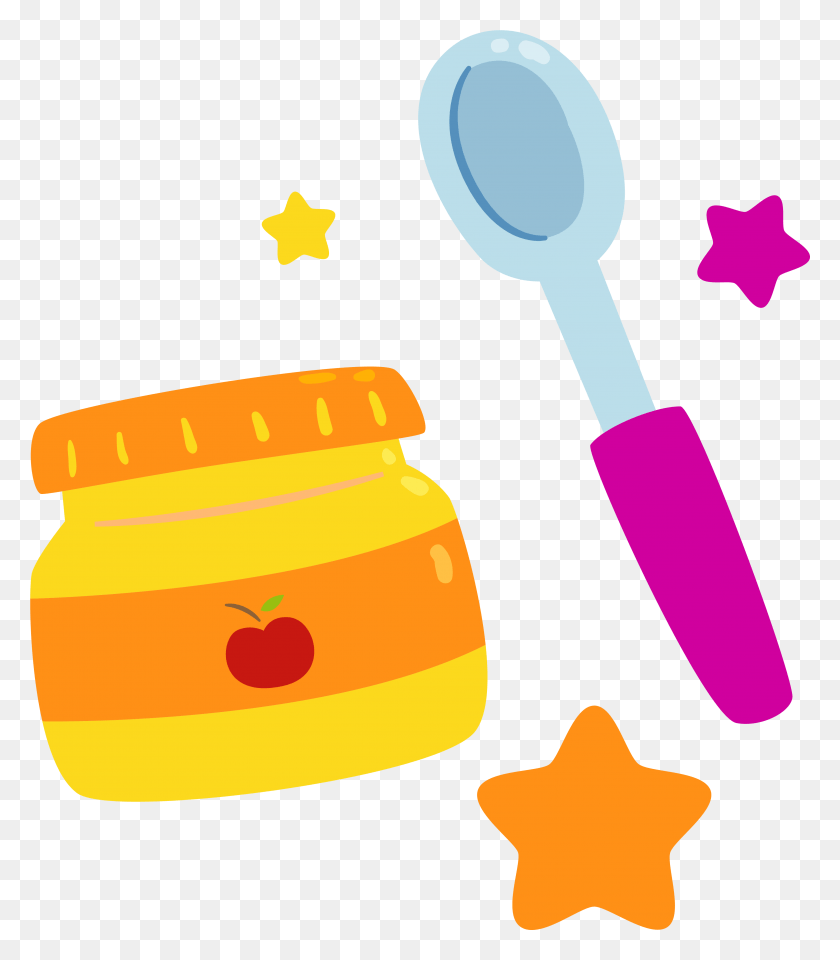 3733x4310 Can He Control His Tongue Well Transparent Baby Food Clip Art, Cutlery, Jar, Spoon HD PNG Download