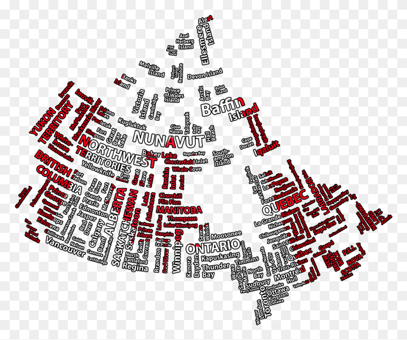 1079x888 Canada Word Map Illustration, Text, Menu, Poster HD PNG Download