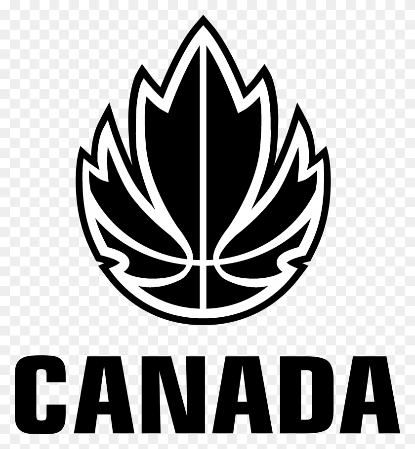 2400x2617 Canadian Basketball Logo Black And White Canada Basketball Logo, Leaf, Plant, Symbol HD PNG Download