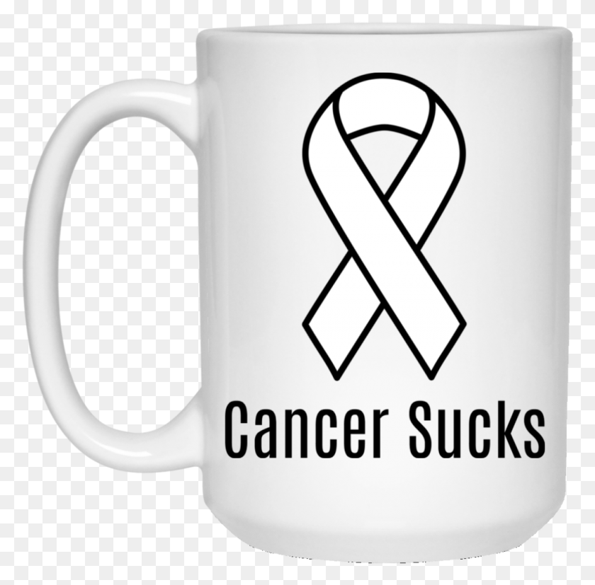 1014x998 Cancer Sucks White Ribbon Lung Cancer Awareness Mug, Coffee Cup, Cup, Stein HD PNG Download