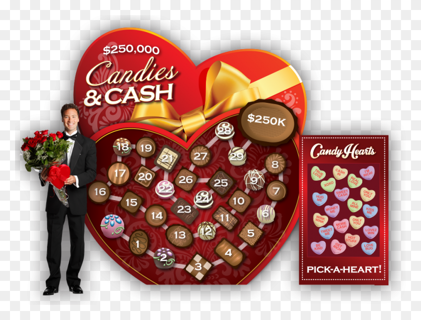 940x697 Candies And Cash Board Heart, Poster, Advertisement, Person Descargar Hd Png