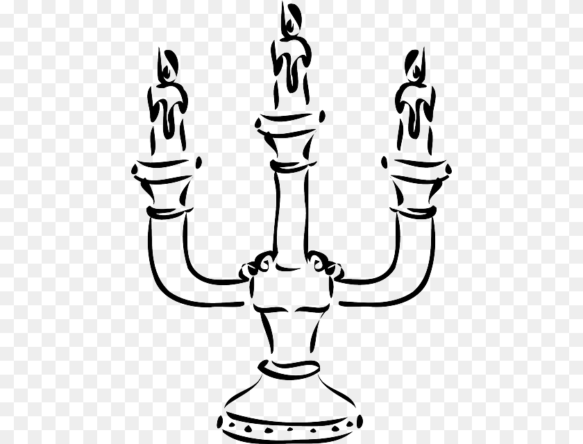 462x640 Candle Outline Cartoon Flame Light Bars Wax Candelabra Clip Art Black And White, Person Clipart PNG