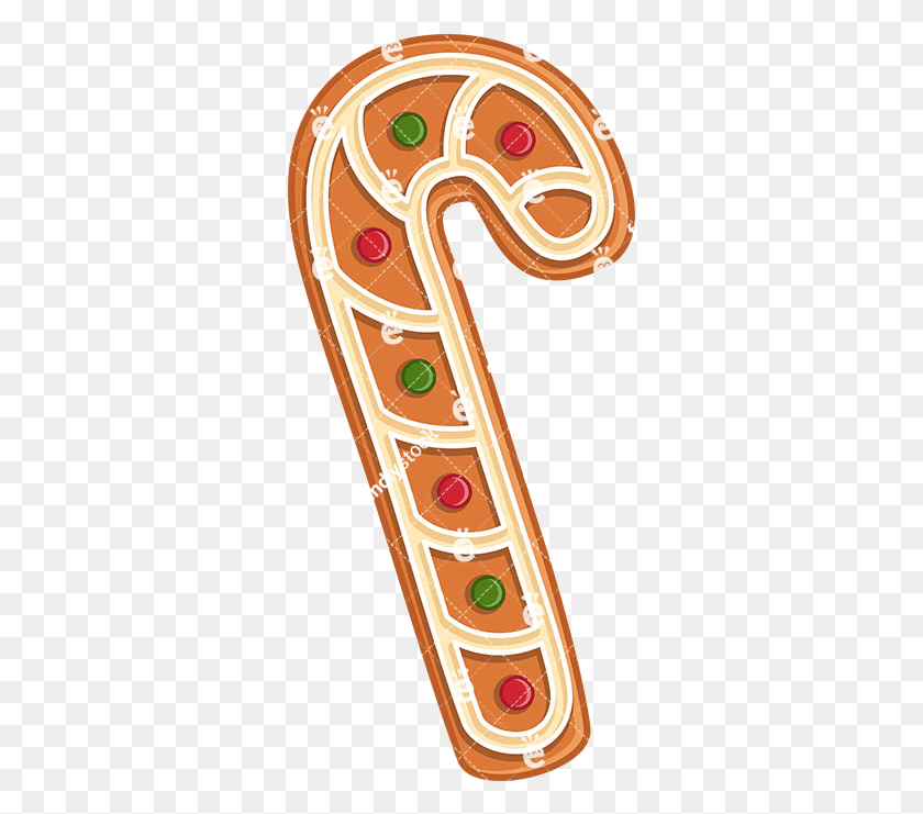 318x681 Candy Cane Gingerbread Christmas Cookie Isolated Vector Christmas Candy Cane Cookie, Light, Amusement Park, Roller Coaster HD PNG Download