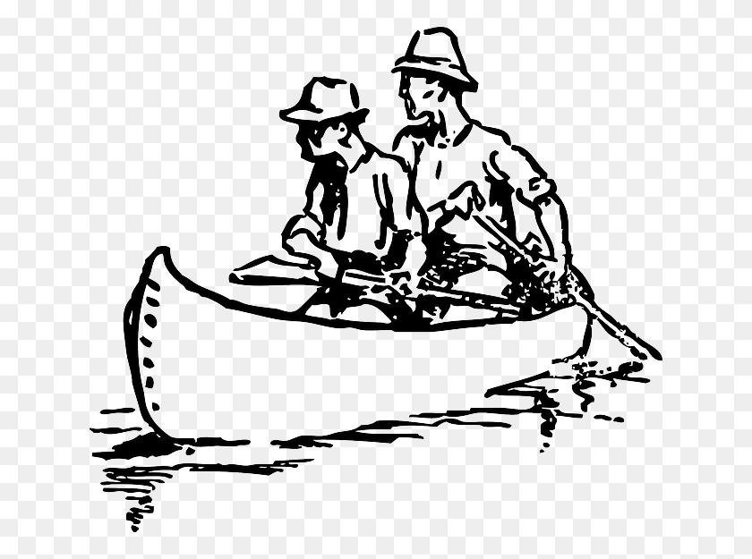 640x565 Canoe Clipart Canoe Drawing Drawing Of Canoe In Water, Rowboat, Boat, Vehicle HD PNG Download