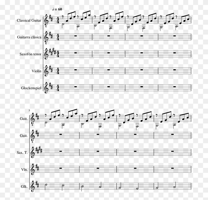 710x750 Canon In D Sheet Music For Violin Guitar Tenor Saxophone Music, Gray, World Of Warcraft HD PNG Download