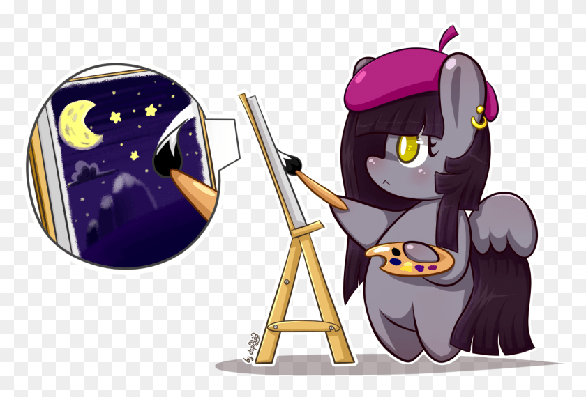 1240x812 Canvas Chibi Cute Female Hat Moon Oc Painter Hat Cute, Graphics, Text HD PNG Download