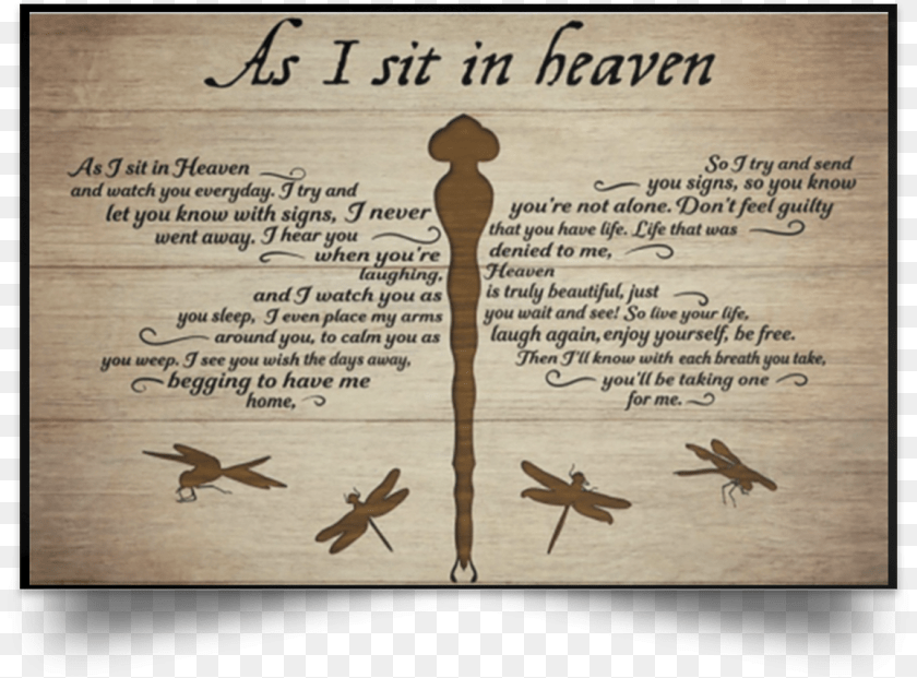 1156x854 Canvas Dragonfly As I Sit In Heaven, Animal, Bird, Wood, Text PNG