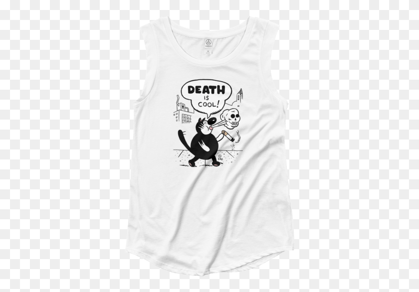 343x526 Cap Sleeve Death Is Cool T Shirt Cartoon, Clothing, Apparel, Tank Top HD PNG Download