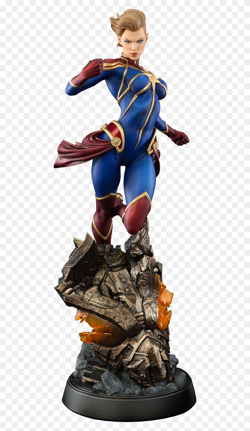 480x1389 Captain Marvel Statue Action Figure, Person, Human, Clothing HD PNG Download