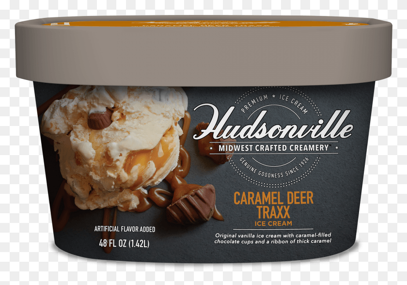 1898x1287 Caramel Deer Traxx Carton Hudsonville Ice Cream 48 Oz, Cream, Dessert, Food HD PNG Download