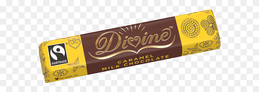 592x239 Caramel Milk Chocolate Divine Chocolate Bar Caramel, Sweets, Food, Confectionery HD PNG Download