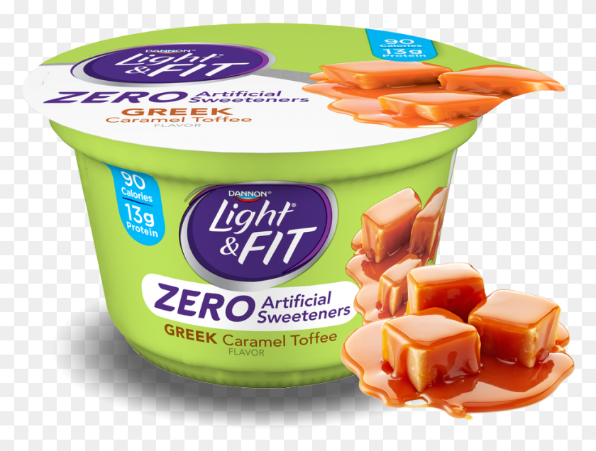 910x673 Caramel Toffee Greek Nonfat Yogurt Dannon Light And Fit Zero Artificial Sweeteners Upc, Food, Dessert, Mayonnaise HD PNG Download