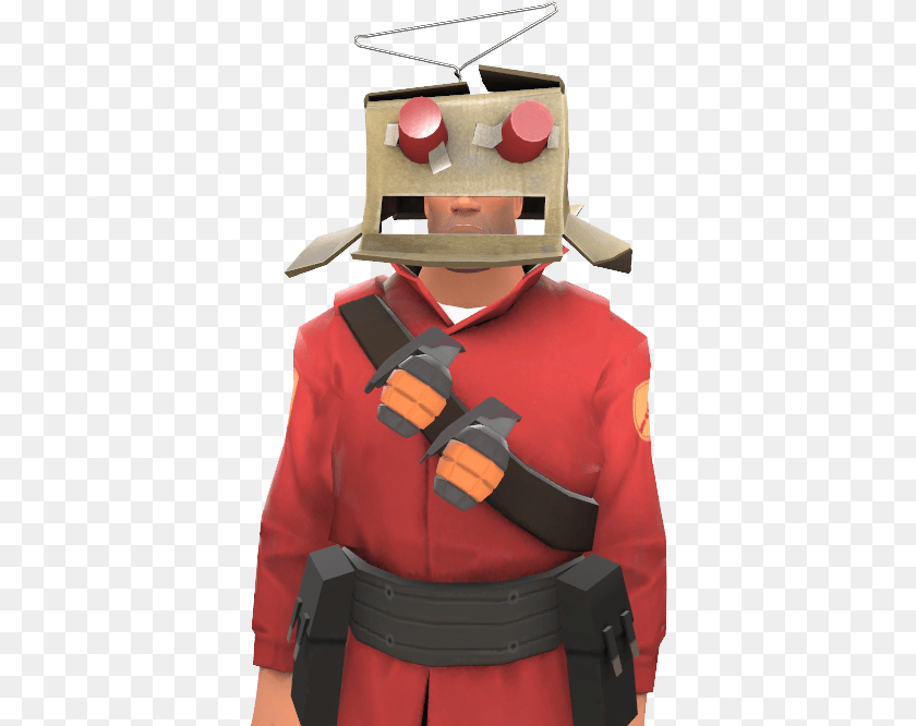 384x666 Cardboard Robot Head Tf2 Soldier Robot Costume, Clothing, Person, Adult, Male Sticker PNG