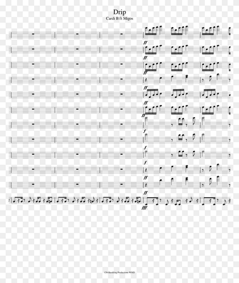 851x1022 Cardi B Ft Migos Sheet Music For Clarinet Piccolo Cardi B Be Careful Piano Notes, Gray, World Of Warcraft HD PNG Download