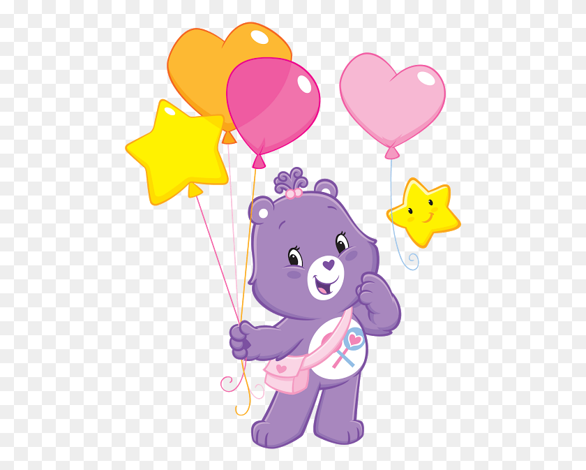 483x613 Care Bear Transparent Background Purple Care Bear, Ball, Balloon, Heart HD PNG Download