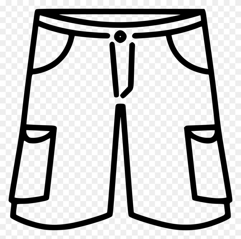 980x970 Cargo Shorts Comments Shorts Black And White Clipart, Stencil, Clothing, Apparel HD PNG Download