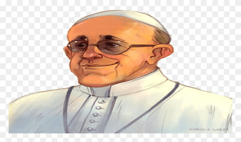 962x536 Карикатура Дель Папа Папа Франциско 1 En Dibujo, Человек, Человек, Голова Hd Png Скачать