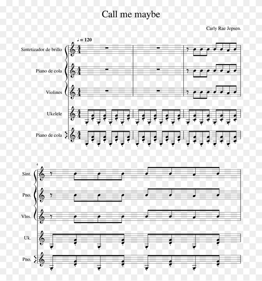 711x841 Carly Rae Jepsen Call Me Maybe Sheet Music For Piano Macmillan Strathclyde Motets, Gray, World Of Warcraft HD PNG Download