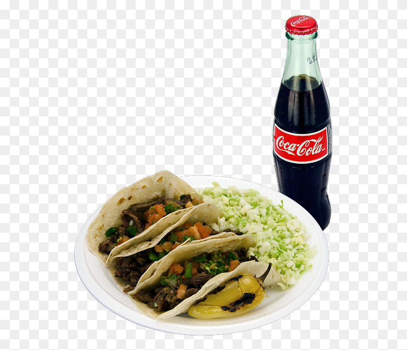 535x662 Carne Asada Tacos Any Drink Coca Cola, Beverage, Taco, Food HD PNG Download