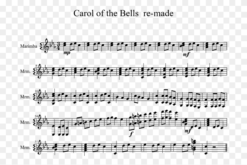 710x501 Carol Of The Bells Partitura Png / Carol Of The Bells Marimba Hd Png